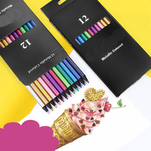 Ensemble de crayons noirs en bois métallisés 12 couleurs crayon de couleur standard pour l'école - Product Image 3