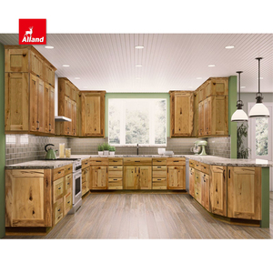 Bon <span class=keywords><strong>prix</strong></span> Personnalisé Teinté Rustique Noueux Bois Massif Nature Bois Shaker Conception d'armoire de cuisine avec îlot Cuisine Fonctionnelle - Product Image 4