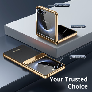 Étui <span class=keywords><strong>de</strong></span> luxe en cuir PU plaqué avec charnière et film <span class=keywords><strong>de</strong></span> protection intégral en verre antichute pour <span class=keywords><strong>Samsung</strong></span> Galaxy Z Flip 8 7 6 5 4 3 - Product Image 6