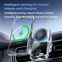 Chargeur de voiture sans fil magnétique 15W avec charge rapide QC3.0, support de téléphone de voiture réglable en matériau PC