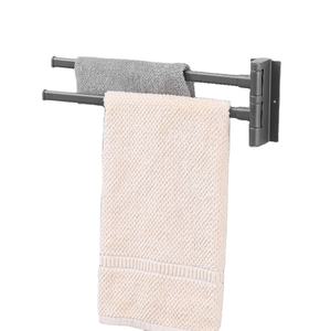 双层无孔旋转不锈钢现代式毛巾架，适用于酒店浴室卫生间储物，带<span class=keywords><strong>2</strong></span>个挂杆 - Product Image 1