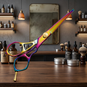 <b>Top</b> Quality <b>Rainbow</b> Color coated Hair Scissors Titanium Barber Shears Stainless Steel Salon Cutting Scissors Custom Logo - Product Image 3
