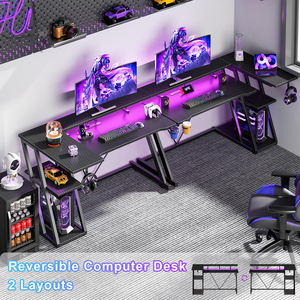 <span class=keywords><strong>Bureau</strong></span> PC modulaire en <span class=keywords><strong>bois</strong></span> en forme de L de haute qualité, moderne, pour le travail à domicile, avec support pour moniteur et rangement, idéal pour le gaming - Product Image 2