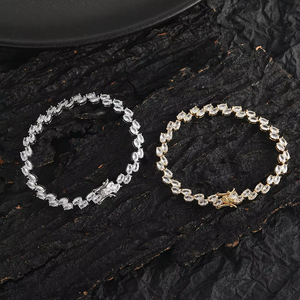 Zircon <b>Bracelet</b> Oval Double Row Chain, <b>Copper</b> Inlaid Zircon Tennis Chain Hip Hop Jewelry Tanjing Fashion Lijing Necklace - Product Image 1