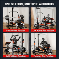 Banc de musculation multifonction pliable en métal tout-en-un avec rack de musculation et station de tirage vertical réglable