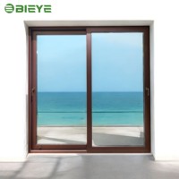 Porte coulissante de cour en aluminium moderne, imperméable, économe en énergie, isolante thermiquement, double vitrage, verre trempé