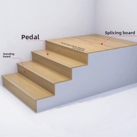 Marche d'escalier intérieure monobloc en céramique à grain de bois, style néoclassique épaissi, à bord arrondi, 1,2 m, antidérapante, avec bande lumineuse personnalisée