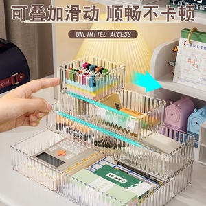 Acrylic Desktop Organizer Rectangle Multifunction Office Storage Box <b>Drawer</b> Insert For Stationery Supplies - Product Image 3