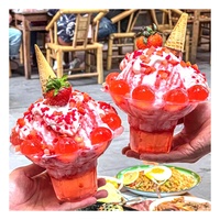 Gobelets jetables transparents en plastique pour flocons de crème glacée, cônes de neige, glace pilée, desserts, sorbets, Bingsu, avec couvercles en plastique
