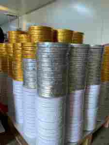 Großhandel 12\" Runde Geriffelte Goldene Tortenunterlage Fettabweisende Platte für Pizza & Kekse mit Goldfolie & Prägedruck - Product Image 2