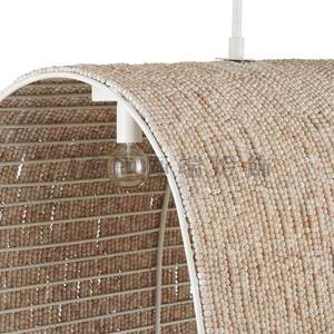 Lustre Arqué en Bois Perlé Tressé à la Main, Long, E27, à Six Têtes, Luminaire Décoratif pour Restaurants - Product Image 2