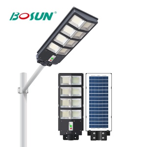 Bosun 1000W lampadaires solaires IP65 étanche 3000K ~ 6000K extérieur LED lumière solaire de jardin crépuscule à l'aube pour parking cour - Product Image 1