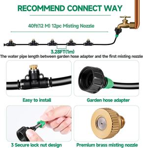 <span class=keywords><strong>Mister</strong></span> Patio DIY Système de refroidissement par brumisation anti-fuite Ligne de brumisation 12 buses en laiton 3/4 Adaptateur pour Garden Party Pool - Product Image 4