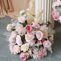 Boule de fleurs artificielles en soie rose blanche romantique, centre de table pour mariage, décoration de table de Noël, fleurs élégantes modernes