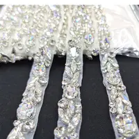 Steentjes Applique S186 Handgemaakte Naaien Crystal Gown Bridal Rhinestone Patch Trimmen Trim Voor Bruiloft Crystal Kleur Plaksteen