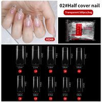 500 Puntas de Uñas Largas Transparentes Estilo Francés Cobertura Completa o Media Uñas Postizas Artificiales Tipo Ataúd