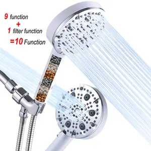 High Pressure Rainfall Multi Function Shower Head Bathroom Adjustable Arm Wall Mount Shower Head With Filter