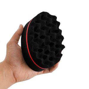 Éponge en <span class=keywords><strong>mousse</strong></span> noire pour cheveux bouclés, à double face, effet vague, pour hommes, avec logo personnalisé gravé, compatible froid, imprimée en usine, pour usage domestique - Product Image 5