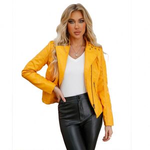 High Quality Autumn Short PU <b>Leather</b> Motorcycle <b>Jacket</b> Fashion Waterproof for Women - Product Image 2