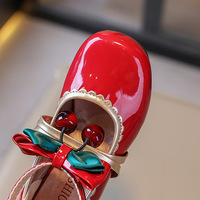 Chaussures Mary Jane à talons ornées de cerises - Chaussures habillées à talon carré en cuir verni multicolores pour enfants
