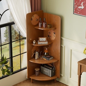 Vintage Style <b>Solid</b> <b>Wood</b> Corner Shelf <b>Bookcase</b> With Storage For Living Room Home Use - Product Image 2
