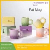 Cadeaux d'anniversaire de grande valeur : Tasses en céramique dégradées au design moderne pour couple, 300-400 ml, emballage en boîte cadeau crème, jetables pour les fêtes