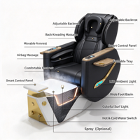 Fauteuil de pédicure électrique de luxe noir et or avec fonction de massage du dos, vapeur et station de spa inclinable