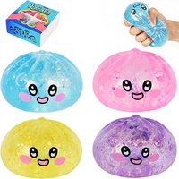 Lot de 4 jouets sensoriels anti-stress en TPR à montée lente, en forme de petits pains vapeur scintillants, à presser, en maltose