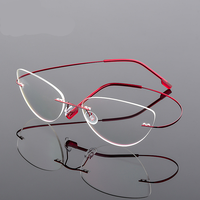 Gafas Ópticas Personalizadas con Logotipo 2026, Ligeras, sin Montura, de Aleación de Titanio, Monturas de Gafas de Ojo de Gato para Hombre y Mujer