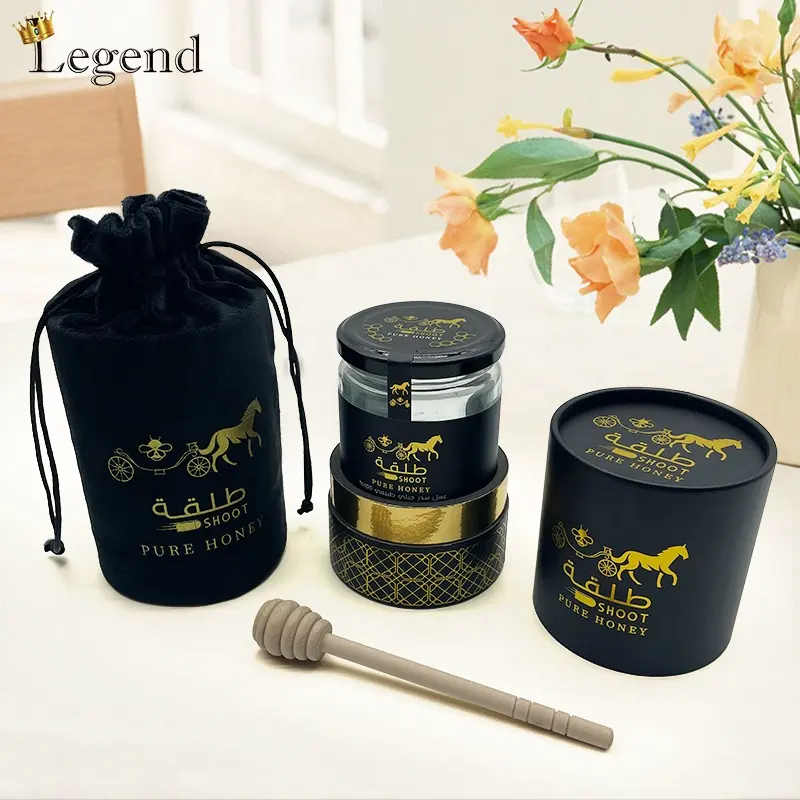 Giấy xi lanh ống bao bì các tông Hộp Tùy chỉnh kích thước 250G 500G chai thủy tinh Manuka mật ong Jar bao bì ống mật Ong Hộp Quà Tặng