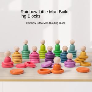 Blocchi Impilabili Arcobaleno in Legno, Giocattolo Educativo per il Riconoscimento dei Colori e lo Sviluppo della Motricità Fine per Bambini 4-6 Anni - Product Image 1