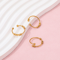 Haut de gamme 18K PVD plaqué or perle facilité Stress anneau ouvert en acier inoxydable femmes anneaux ternir bijoux gratuits