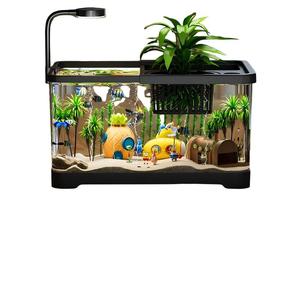 Meilleure vente : Mini aquarium de bureau tout-en-un avec lampe LED et filtre pour l'aménagement aquatique, idéal pour les poissons tropicaux et la décoration intérieure. - Product Image 3