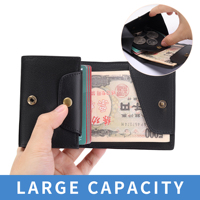 Dompet Pria Minimalis Jepang Kapasitas Besar dengan Kantong Koin RFID, Tempat Kartu Kredit Bisnis dengan Kompartemen Koin