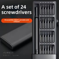 Jeu de tournevis multifonctionnel noir 24/25-en-1 avec garantie de 3 ans pour le démontage et la réparation d'ordinateurs et de téléphones portables