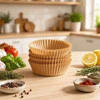 Papiers de cuisson ronds jetables antiadhésifs en kraft naturel pour friteuse à air chaud, accessoires pour la cuisson
