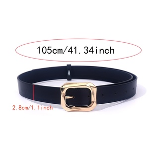 Cintura in vita semplice con fibbia quadrata in lega per pantaloni nero marrone bianco 1.1 ''cintura con fibbia da <span class=keywords><strong>donna</strong></span> - Product Image 3