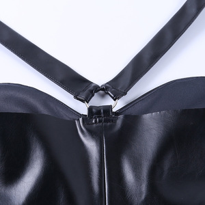 Vestido Mini de Cuero Negro Gótico para Mujer, Vestidos Cortos de Cuero Brillante Ajustados y Sexys con Guantes, Ropa de Club, Disfraces de Cosplay para Damas - Product Image 5
