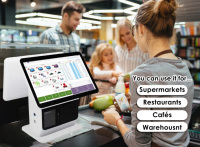 Caja Registradora para Supermercado con Pantalla Táctil Doble de 15.6 Pulgadas, Escaneo, Impresión de Facturas, Consulta de Facturas, Software de Sistema POS con Prueba Gratuita