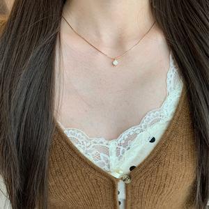 S925 Sterling Silver <b>Diamond</b> <b>Necklace</b> Bubble Sparkling <b>Blue</b> Water Droplet with Desolate Niche Design - Product Image 4