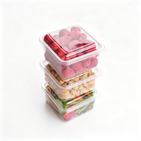Boîte carrée transparente jetable en PET pour noix, durable, étanche à l'humidité, scellée, pour pâtisserie, salade de fruits, gâteau, stockage alimentaire, qualité alimentaire X-780L