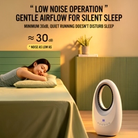 Ventilateur électrique sans pales moderne, économe en énergie et silencieux, avec télécommande LED 7 couleurs, oscillant et minuterie, idéal pour bureaux, chambres et hôtels