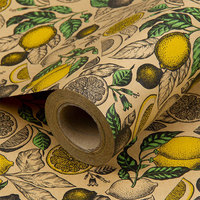 Papier d'emballage cadeau personnalisé quantité minimale de commande bas Papier kraft Fleurs de flamant rose, arcs-en-ciel, citrons, motifs de caractères colorés