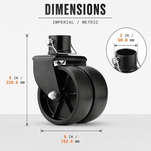 Roue pivotante double de 6 pouces pour cric de remorque, avec tube de 2 pouces, à visser, pièces de remorque marine pour cric de lèche de remorque de bateau, camping-car, VR - Product Image 4