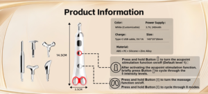 Alat Kecantikan Mata 2 in 1 dengan 6 Kepala Pijat yang Dapat Diganti, Pena Pijat Mata yang Menenangkan dan Menghangatkan, Kompres Panas, Tongkat Pijat Bergetar - Product Image 6