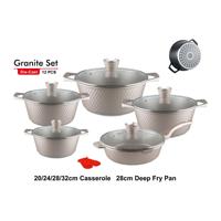 Set Panci dan Wajan Anti Lengket Klasik 12 pcs, Set Panci Aluminium Die Cast dengan Dasar Berlapis Intan, Peralatan Masak Rumah Tangga dengan Tutup Kaca
