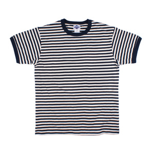 T-shirt pour homme en coton 100% à manches courtes rayé à col rond Summer 280G Casual Navy Soul Print - Product Image 2