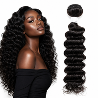 Extensions de cheveux humains brésiliens 12A Deep Wave, 100% vierges non traités, noirs naturels bouclés