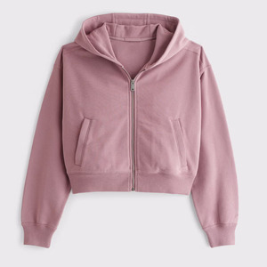 Sweat-shirt à capuche zippé pour femme, couleur unie, en coton doux, style coréen, décontracté, à manches longues, pour un usage quotidien - Product Image 6