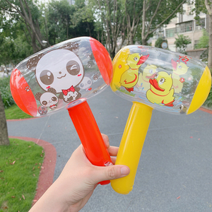 2024 venta al por mayor 26CM lindo martillo inflable juguetes para niños dibujos animados bebé bola Animal martillo con campana para niños silbatos anillo